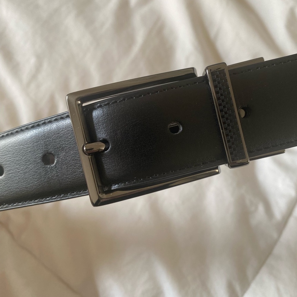 Penguin Men's Reversible Leather Belt with Gunmetal Buckle